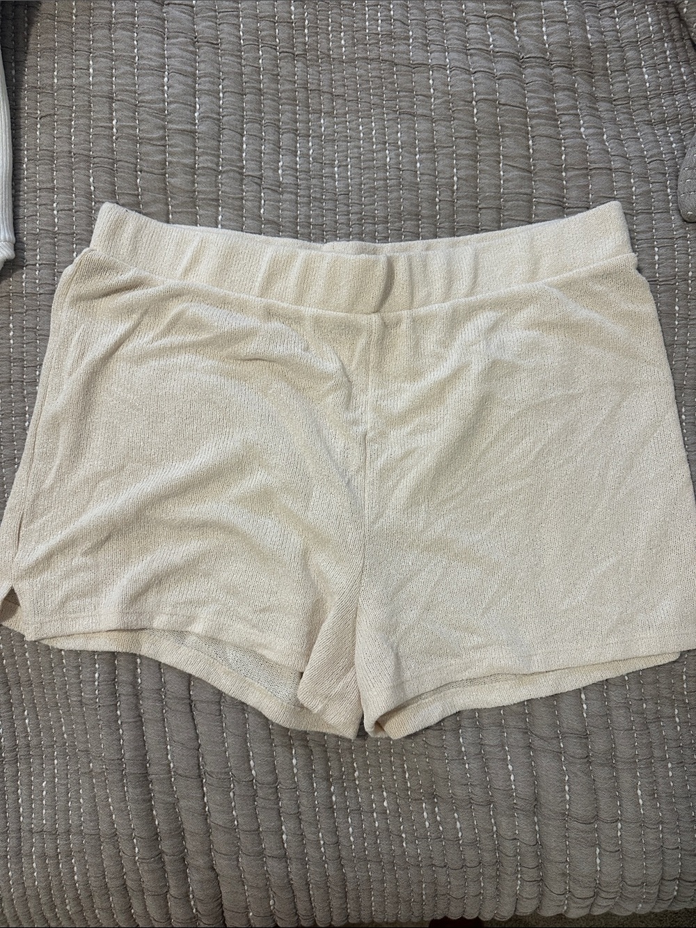 Women's Cream Lounge Shorts with Elastic Waist